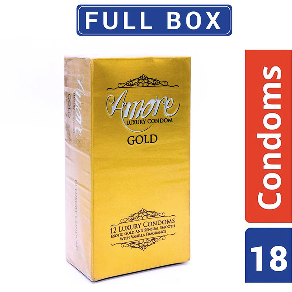 Picture of Amore Luxury Gold Condom for Men | Full Box 3x6=18pcs | Made in Malaysia