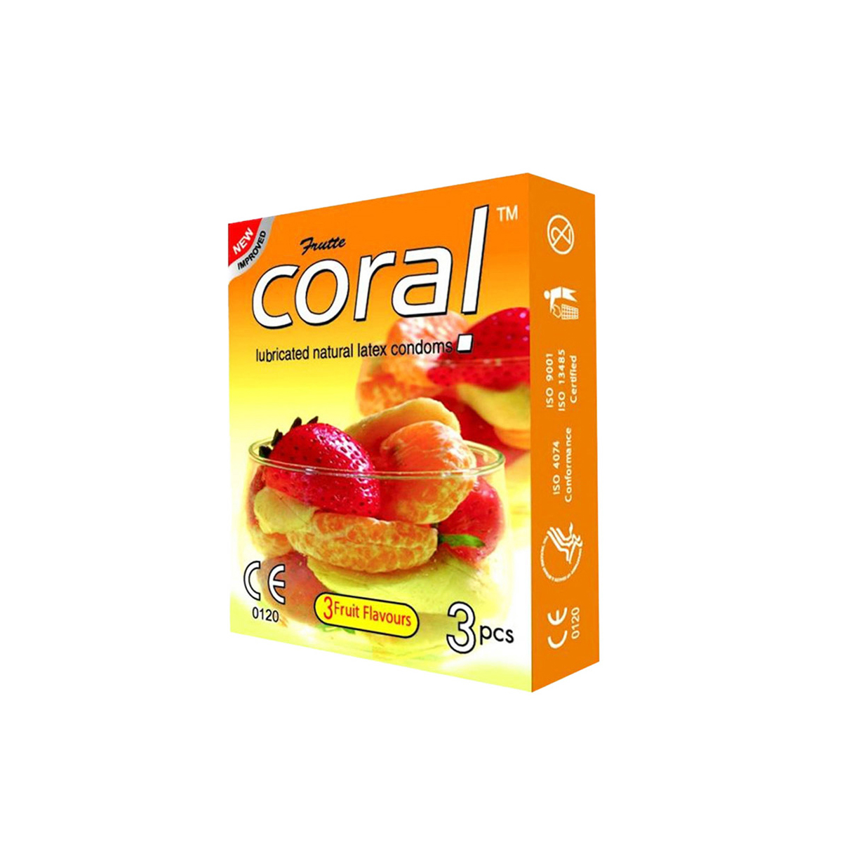 Picture of Coral Condom 3 Fruits Flavors Lubricated Natural Latex - Single Pack