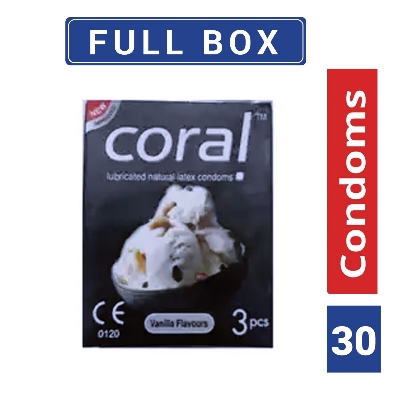 Picture of Coral - Vanilla Flavors Lubricated Natural Latex Condom - Full Box