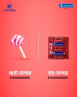 Picture of Sensation Strawberry Flavor Super Dotted Condom for Men | Combo Pack 3×3=9pcs