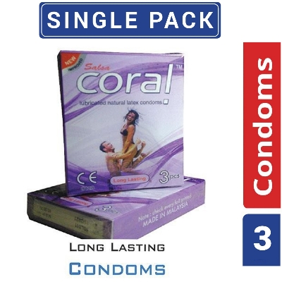 Picture of Coral - Long Lasting Lubricated Natural Latex Condom - Single Pack