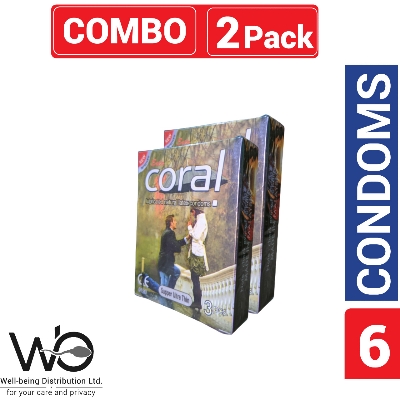Picture of Coral Super Ultra Thin Lubricated Natural Latex Condom Combo Pack 2 Packs 3x2=6pcs