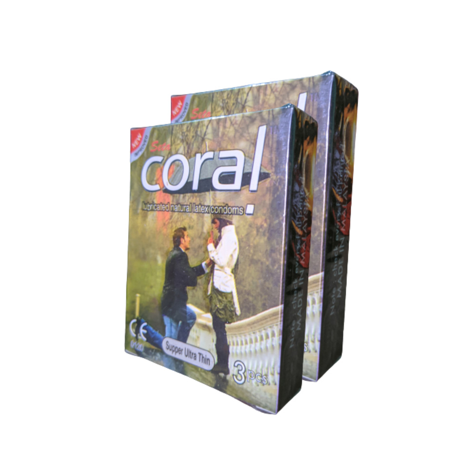 Picture of Coral Super Ultra Thin Lubricated Natural Latex Condom Combo Pack 2 Packs 3x2=6pcs