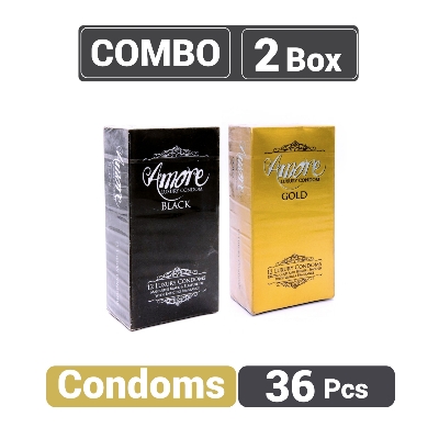 Picture of Amore Luxury Gold And Black Condom (3'S X 12) 36 Piece (Box Combo Of 2)