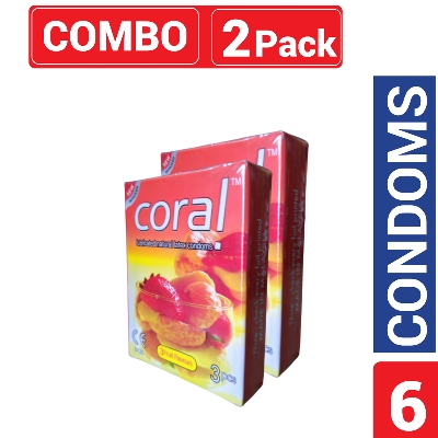 Picture of CORAL 3 Fruits Flavors Lubricated Condoms 3x2=6pcs