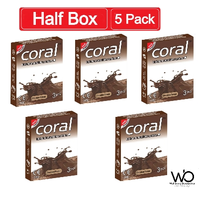 Picture of Coral Chocolate Flavors Lubricated Natural Latex Condom Half Box - 15pcs
