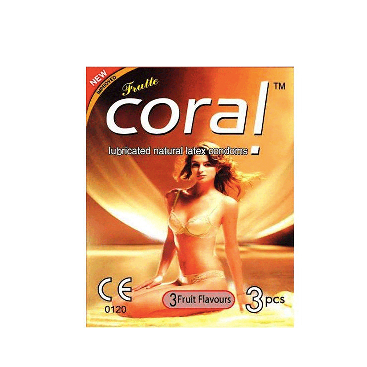 Picture of Coral 3 Fruits Flavors Lubricated Natural Latex Condoms 3 Pack Combo - 9 Pcs - Condom