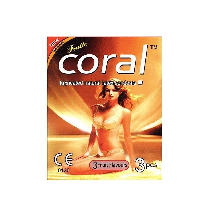 Picture of Coral 3 Fruits Flavors Lubricated Natural Latex Condoms 3 Pack Combo - 9 Pcs - Condom