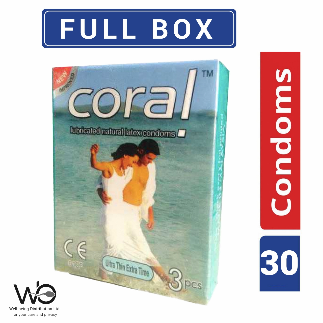Picture of Coral Ultra Thin Extra Time Lubricated Natural Latex Condom Full Box 3x10=30pcs