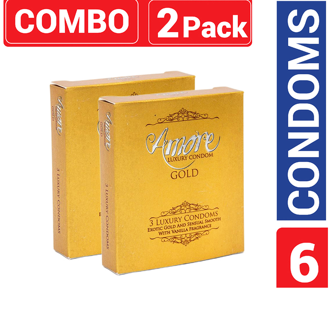 Picture of Amore - Luxury Condom Gold | Combo Pack | 2 Packs | 3x2=6pcs