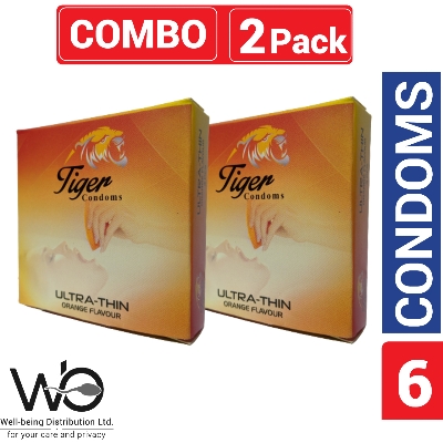 Picture of Tiger - Ultra Thin Orange Flavour Condom - Combo Pack - 2 Pack - 3x2=6pcs - Condom