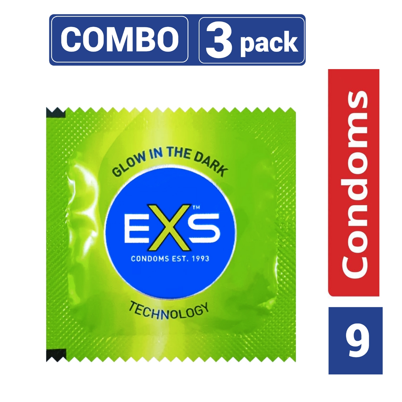 Picture of EXS - Glow In The Dark Condom - Combo Pack - 3 Packs