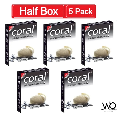 Picture of Coral Vanilla Flavor Lubricated Natural Latex Condom Half Box - 3x5=15pcs (Made in Malaysia)