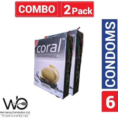 Picture of Coral - Vanilla Flavors Lubricated Natural Latex Condom - Combo Pack - 2 Packs - 6pcs