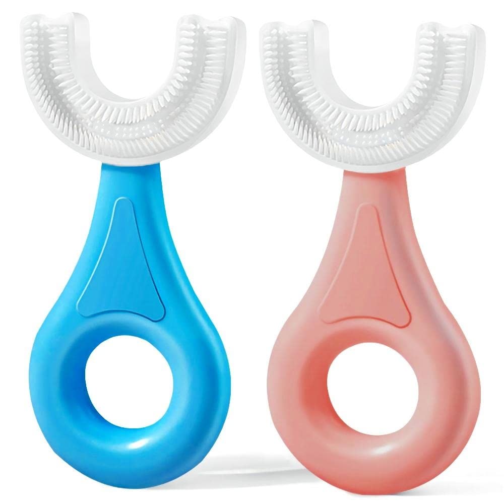 Picture of U-Shaped Toothbrush For Kids / Toddler - Toothbrush with Food Grade Soft Silicone Brush Head - Manual Whole Mouth Toothbrush for Kids Age 7-12 Year - 360° Oral Teeth Cleaning Design