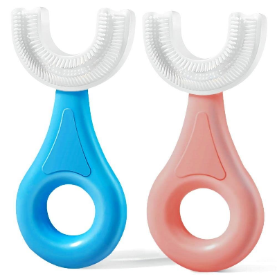 Picture of U-Shaped Toothbrush For Kids / Toddler - Toothbrush with Food Grade Soft Silicone Brush Head - Manual Whole Mouth Toothbrush for Kids Age 7-12 Year - 360° Oral Teeth Cleaning Design