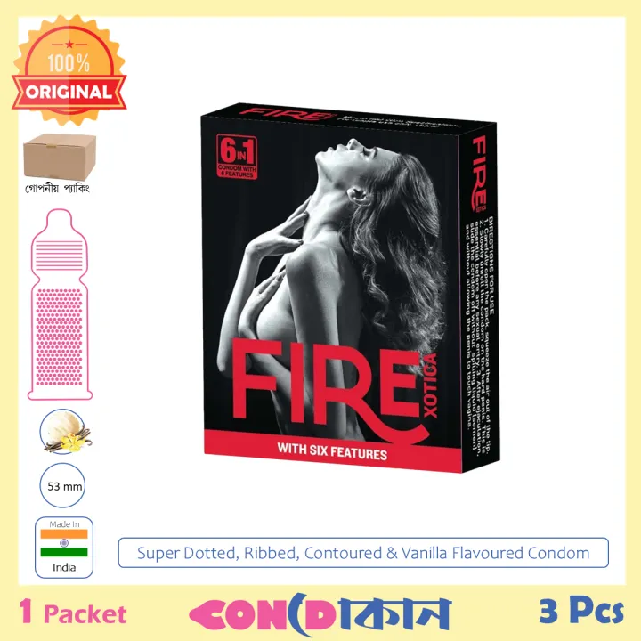 Buy Fire Xotica 6in1 Dotted, Ribbed, Contured & Flavoured Condom 1 Pack (3 Pcs) at Best Price in Bangladesh