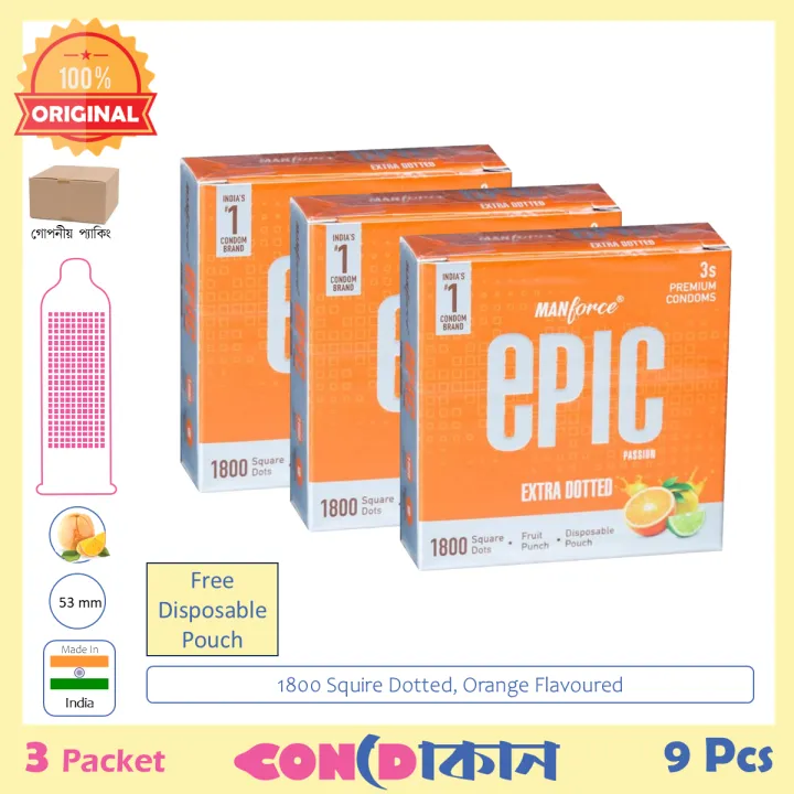 Buy Manforce EPIC Squire Dotted Orange Flavoured Condom 3 Pack (9 Pcs) at Best Price in Bangladesh