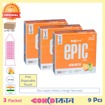 Buy Manforce EPIC Squire Dotted Orange Flavoured Condom 3 Pack (9 Pcs) at Best Price in Bangladesh