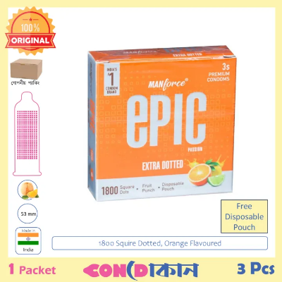 Buy Manforce EPIC Squire Dotted Orange Flavoured Condom 1 Pack (3 Pcs) at Best Price in Bangladesh