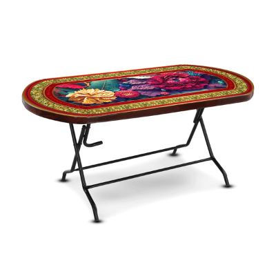 Picture of Dining Table 6 Seat Semi Oval S/L Print Rock 2 RW