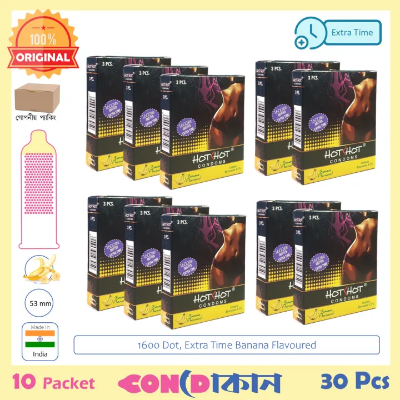 Buy HotShot 1600 Dots Extra Time Banana Flavoured Condom 10 Pack (30 Pcs)  at Best Price in Bangladesh