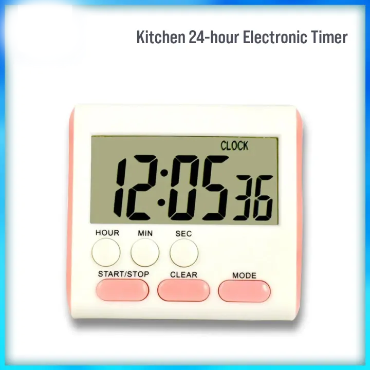 Picture of Kitchen Clock English 24-hour Electronic Timer Digital Reminder Alarm Clocks Cooking Countdown Timer LCD Multifunction Home