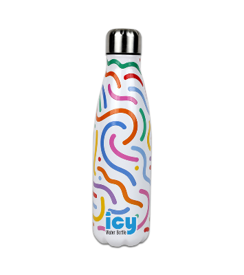Picture of Hot & Cold Stylish SS Cola Water Bottle 450 ML | Leak-Proof with Eye-Catching Spiral Print | Wide Mouth for Effortless Filling | Double-Walled Insulated Inner Steel and Sturdy Outer | Ideal for Daily Hydration at School, Office, Gym | Modern and Eco-Friendly | Spiral Design
