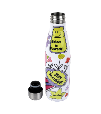 Picture of Hot & Cold Stylish SS Cola Water Bottle 450 ML | Leak-Proof with Eye-Catching Spiral Print | Wide Mouth for Effortless Filling | Double-Walled Insulated Inner Steel and Sturdy Outer | Ideal for Daily Hydration at School, Office, Gym | Modern and Eco-Friendly | Spiral Design