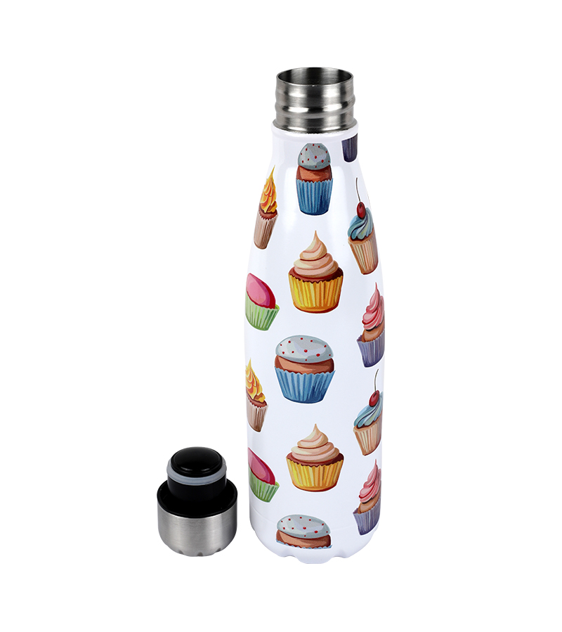 Picture of Hot & Cold Stylish SS Cola Water Bottle 450 ML | Leak-Proof with Eye-Catching Spiral Print | Wide Mouth for Effortless Filling | Double-Walled Insulated Inner Steel and Sturdy Outer | Ideal for Daily Hydration at School, Office, Gym | Modern and Eco-Friendly | Spiral Design