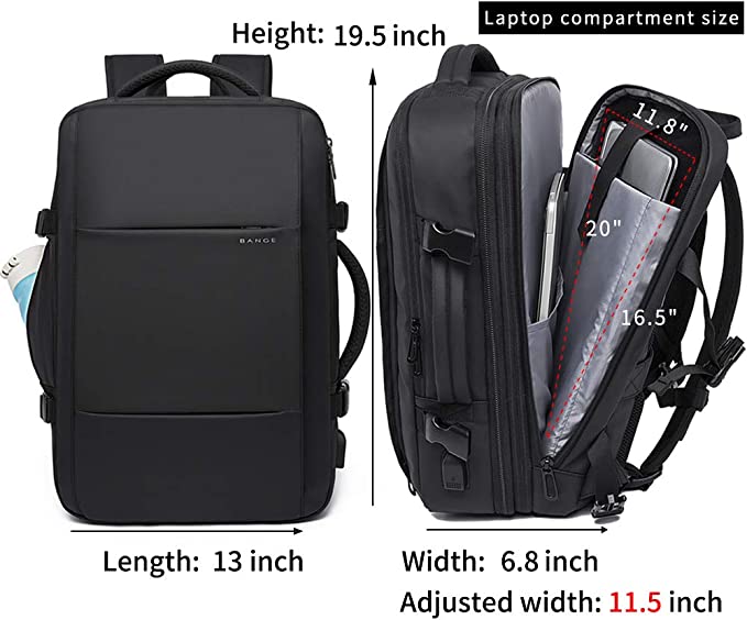 Buy BANGE BG1908 Large Capacity Expandable Multi-Purpose Business & Travel Backpack Waterproof Laptop Backpack for 15.6inch (Black) at Best Price In Bangladesh