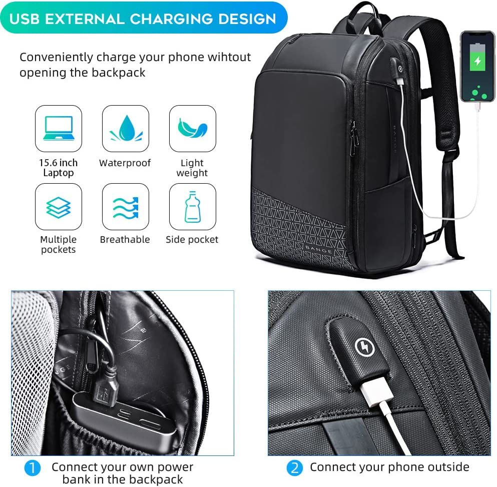 Buy BANGE BG-22005 Large Capacity Expandable Weekender Carry On Backpack, Waterproof Men's Business Laptop Backpack for 15.6inch (Black) at Best Price In Bangladesh