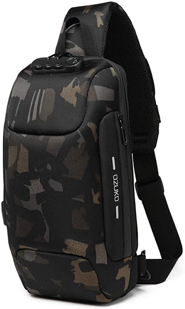 Buy OZUKO 9223 Anti-theft Men Chest Bag Waterproof Crossbody Bag with External USB Charging Port Standard Size (Black) at Best Price In Bangladesh