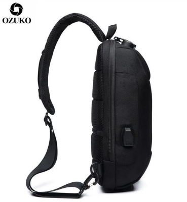 Buy OZUKO 9223 Anti-theft Men Chest Bag Waterproof Crossbody Bag with External USB Charging Port Standard Size (Black) at Best Price In Bangladesh