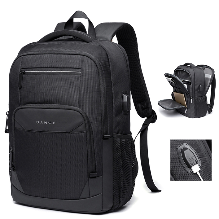 Buy Bange BG-1922 16 inch Men Oxford Fabric Waterproof Backpack with USB Port (Black) at Best Price In Bangladesh