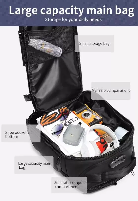 Buy Ozuko 9309L Designer Luxury Travel Bags Luggage Mochilas Tacticas Antirrobo Usb Hiking Backpack Bag at Best Price In Bangladesh