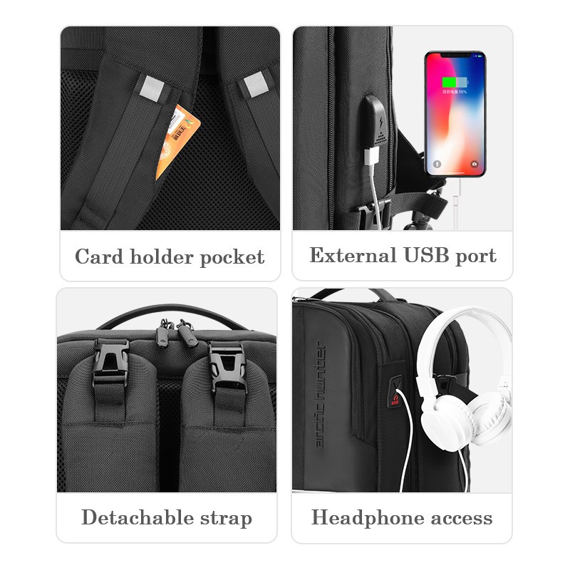 Buy ARCTIC HUNTER 2 in 1 Detachable Laptop Backpack 17 inch Laptop Custom Hiking Backpack Male Mochila Waterproof Backpack Bag at Best Price In Bangladesh