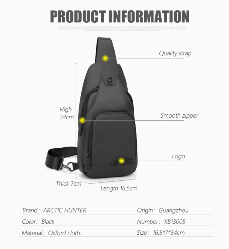 Buy ARCTIC HUNTER New Short Trip Chest Bag for Men Waterproof Crossbody Bags Sling Pack Large Capacity Male Outdoor Sports Bolso Bags at Best Price In Bangladesh