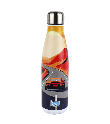 Picture of ICY Water Bottle 450 ML Stainless Steel| Keep Cold and Hot for 12 Hours| BPA Free| Leak Proof| Sunset Driveway| Double-Walled Insulated Inner Steel and Sturdy Outer