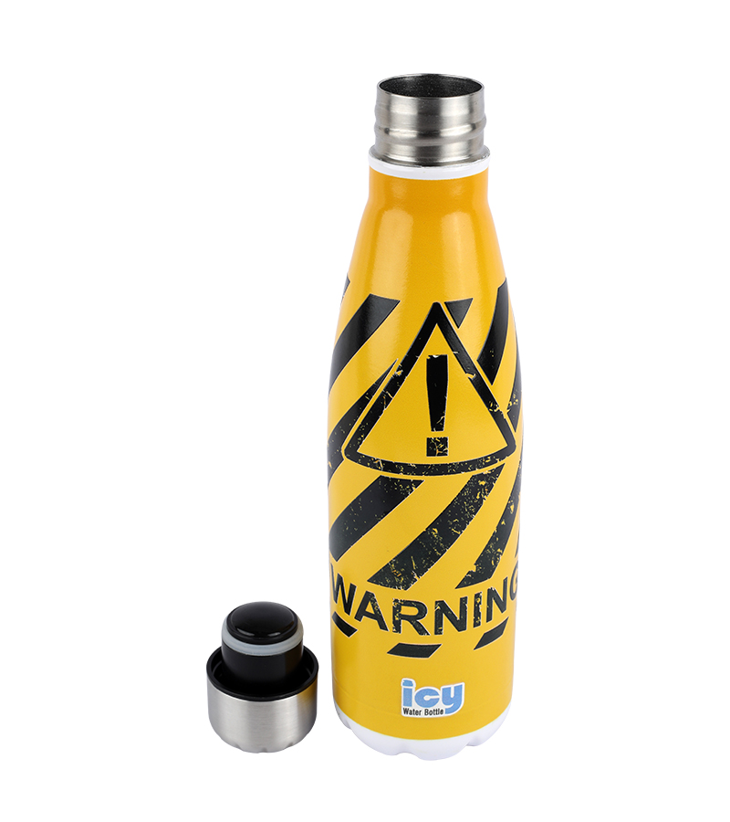 Picture of ICY Water Bottle 450 ML Stainless Steel| Keep Cold and Hot for 12 Hours| BPA Free| Leak Proof| Warning Sign| Double-Walled Insulated Inner Steel and Sturdy Outer