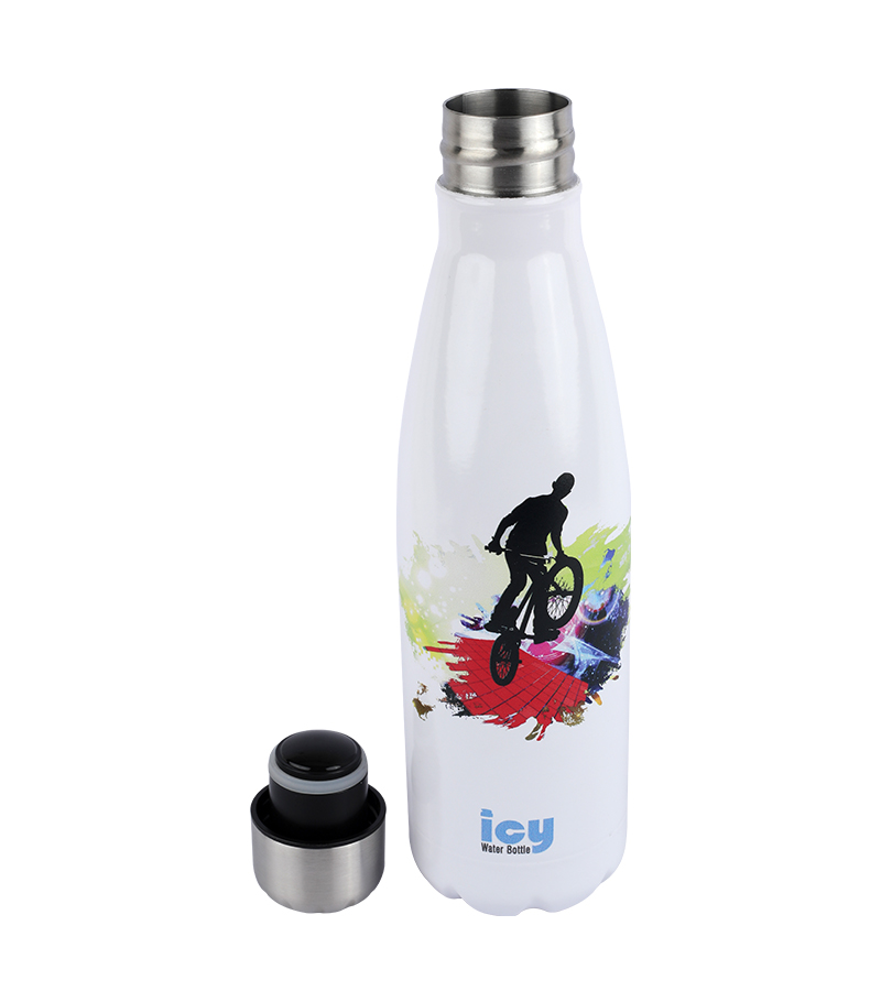 Picture of ICY Water Bottle 450 ML Stainless Steel| Keep Cold and Hot for 12 Hours| BPA Free| Leak Proof| Bike Rider| Double-Walled Insulated Inner Steel and Sturdy Outer