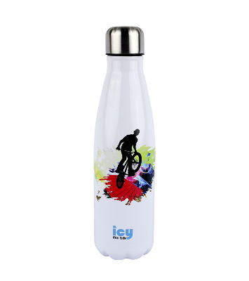 Picture of ICY Water Bottle 450 ML Stainless Steel| Keep Cold and Hot for 12 Hours| BPA Free| Leak Proof| Bike Rider| Double-Walled Insulated Inner Steel and Sturdy Outer