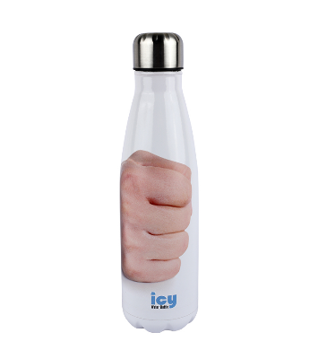 Picture of ICY Water Bottle 450 ML Stainless Steel| Keep Cold and Hot for 12 Hours| BPA Free| Leak Proof| Punch Fist Funky| Double-Walled Insulated Inner Steel and Sturdy Outer