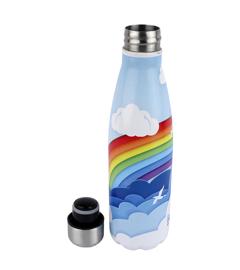 Picture of ICY Water Bottle 450 ML Stainless Steel| Keep Cold and Hot for 12 Hours| BPA Free| Leak Proof| Rainbow Sky| Double-Walled Insulated Inner Steel and Sturdy Outer