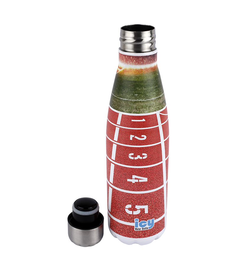 Picture of ICY Water Bottle 450 ML Stainless Steel| Keep Cold and Hot for 12 Hours| BPA Free| Leak Proof| Race Track Design| Double-Walled Insulated Inner Steel and Sturdy Outer