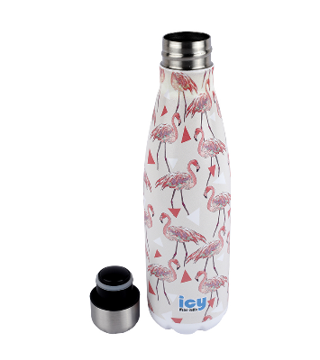 Picture of ICY Water Bottle 450 ML Stainless Steel| Keep Cold and Hot for 12 Hours| BPA Free| Leak Proof| Flamingo Pink| Double-Walled Insulated Inner Steel and Sturdy Outer