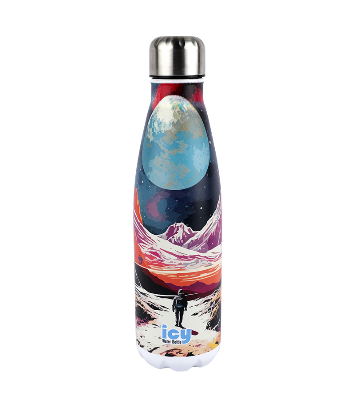 Picture of ICY Water Bottle 450 ML Stainless Steel| Keep Cold and Hot for 12 Hours| BPA Free| Leak Proof| Moon Walk Design| Double-Walled Insulated Inner Steel and Sturdy Outer