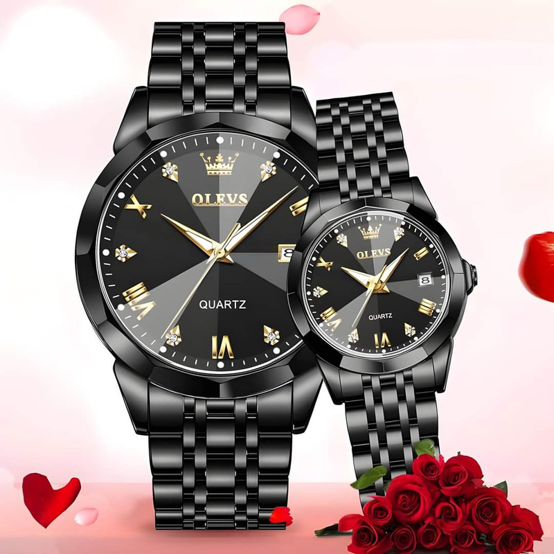 Picture of Olevs Stainless Steel fashionable Couple watches