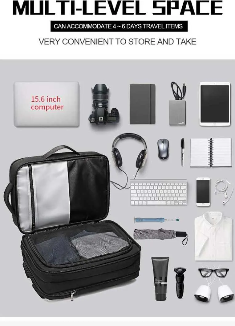 Buy Men Travel Backpack for Laptop Bag with Multifunction USB Charging Port Expandable Backpacks at Best Price In Bangladesh