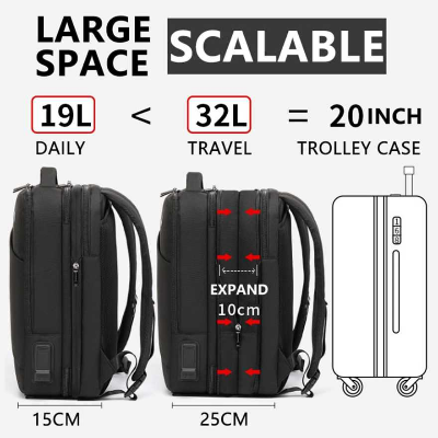 Buy Men Travel Backpack for Laptop Bag with Multifunction USB Charging Port Expandable Backpacks at Best Price In Bangladesh